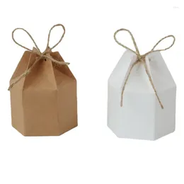 Wrap regalo 6.8x9,5 cm Creative Hexagon Kraft Paper Yurt Candy Box Wedding Banchet Full Moon Banquet Return 50pcs fai da te