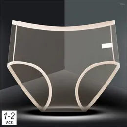 Calcinha feminina 1/2pcs resumos transparentes completos para mulheres perspectiva de malha de malha lingerie baixa e sexy lingerie plus size l-xxxl