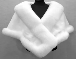 2020 Faux Fur Bridal Wraps and Shawls Cheap Warm Winter Wedding Jackets Fox Faux Fur Coat Women Stole Bolero White Black Burgundy6854704