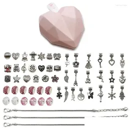 CHARM BRACELETS KIT Kızlar için 55 PCS Takı Yapımı Boncuklar Takımları CHARMS Hediye Kutusu Damla Teslimat Dhelg