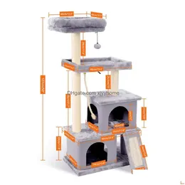 Kattmöbler Scratchers Mtilevel Tree Condo med Sisalered Scratching Posts P Condos för kattungar Katter och husdjur Drop Delivery Home G DHBAU