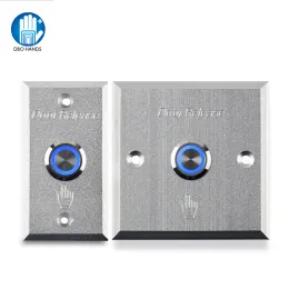 Acessórios Push de porta de alumínio Push Botão da tecla para acessar o botão de saída do controle de saída Push Push com luz de LED azul para a casa de segurança pro