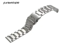 Jawoder Watch Band 18 20 2224mm Men Pure Solid Solid Stainless Steenless Stainless Brushed Watch Strap Deplyquiment Backle Bracelets305p7921459