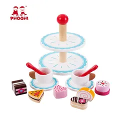 Wooden Baby Kitchen Toys Play Play Cutting Cake Cake Peensy Tea Set Play Food Kids Toys Wooden Cooking Gifts Toy LJ2010071887844