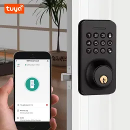 Lås smart deadbolt lås tuya wifi fjärrkontroll digitalt lösenord nyckelfri säkerhet hem elektroniskt autolås med mekanisk nyckel