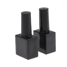 Aufbewahrungsboxen 10 ml leer UV Schwarz quadratische Nagellackflasche kleine Pinsel Kunstbehälter Glasölflaschen zum Füllen