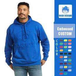 OEM Custom 100% Baumwolldesigner 3D Präge Hoodie Streetwear Pullover Premium geprägt Hoody Herren Hoodies Hoodies