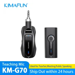 الميكروفونات Kimafun 2.4g Wireless Fabel Lavalier/Handheld Microphone نظام لتدريس اجتماع الكلام يتحدث مكبر صوت مكبر الصوت