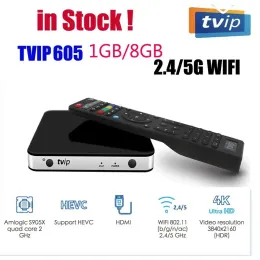 Box TVIP 605 Smart TV Box 2.4GHZ Wifi Super Clear Linux 4.4 Support H.265 1080P HD Quad Core TVIP605 Set Top Box vs TVIP 410 415