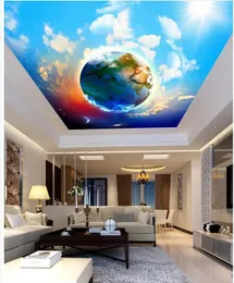 壁紙の壁紙3Dステレオスピックスターブルークラウドモダンリビングルームの壁画天井の壁の装飾