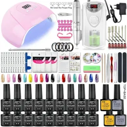 Kits Nail Gel Polish Kit Professional Nails Set With 36W/54W UV Nail Lamp And Nail Drill For All Drying Gel Nails Polish Manicure Set