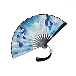 Dekorativa figurer kinesiska Hanfu Decoraction Fan Klassisk bambu ventilatör Stor bärbar cosplayparti Silk sommar daglig vikbar hand