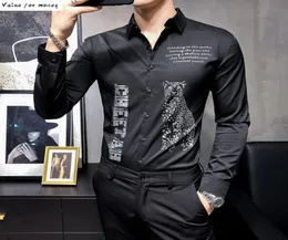 Casual Business Korean Men Shirt British Style British Solid Color Dress Formalne koszule dla Camisa Masculina Men039S1000683