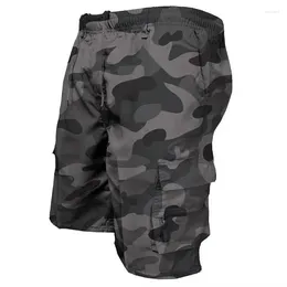 Shorts masculinos de verão fahison cargo de carga militar estilo de bolso reto elástico calças curtas