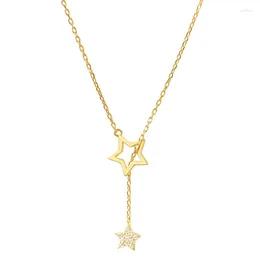 Chains Zircon Stars Alloy Necklace Hollow Elegant Clavicle Chain Simple Temperament Tassel Silver Color Jewelry For Women Gift