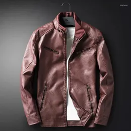 Jackets masculinos Autumn Winter Warm Motorcycle Jacket Wear Pu Leather Classic Retro da moda casual slim