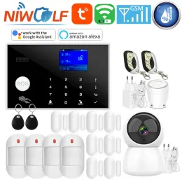 Kits Tuya WiFi GSM Home Alarm System Smart Security Einbrecher Host Touch Tastatur Unterstützung RFID 433MHz Wireless Detektor Wired Sensor