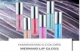 Handaiyan 6 Colors Mermaid Lipgloss Lip Tint Увлажняющий длительный длительный блеск для губ
