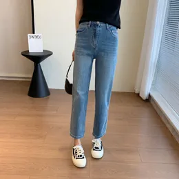 2024 Classic Spring/Summer Stick Pants Show Legs Straight Show Legs Fin High Show Slim Fashion Nine Point Jeans