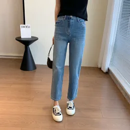 2024 Classic Spring/Summer Stick Pants Show Legs Straight Show Legs Thin High Waist Show Slim Fashion Nine point Jeans