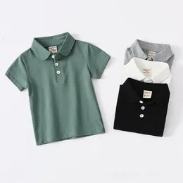 100% bawełniana solidna koszulka dla maluch chłopców letnie ubrania dzieci koszule polo dziewczyny zielone czarne białe koszulki dla dzieci 240326