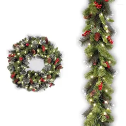 Dekorativa blommor 30/150 cm Rtificial Green Christmas Garland Wreath Xmas Pine Tree Rattan Decor Banner Hanging Plants Ornament Vine