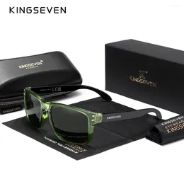 Okulary przeciwsłoneczne Kingseven retro TR90 Spolaryzowane kwadratowe kobiety mężczyźni wzór włókna węglowego
