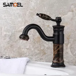 Rubinetti del lavandino da bagno rubinetti del mixer in marmo da samoel per morso singolo foro singolo bacino giada nero toccata m1035