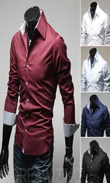 2017 Ting New Mens Luxo Casual Casual Slim Fit Dress Shirts 4 Tamanho US XS L 5 Colors2098741