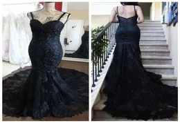 2020 Sexy Black Gothic Mermaid Prom Dresses Appliques in pizzo Slim Women Formale Evening Partys Gowns Spring De Fiesta personalizzato 8219627