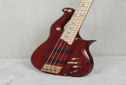 ترويج الماس سلسلة Prince Cloud 4 Strings Electric Red Dark Bass Guitar Maple Fingeboard Gold Hardware3431394