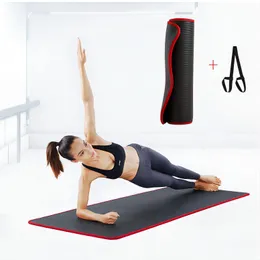 10 mm Extra Grube Maty Yoga Non-Slip Mata ćwiczeń NRB z bandażami bez smaku Pilates Gym Mats Fitness 183cmx61cm 240325