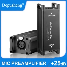 Processadores Microfone Pré -amplificador Gain Booster DePusheng MX2 para condensador dinâmico Mic Max 75dB Ganho para podcast vocal Studio Recording