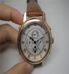 최고 판매 시계 남성 시계 더블 사이드 브라운 가죽 스트랩 화이트 다이얼 손목 시계 맨 시계 00173210107