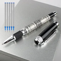 Jinhao 3 컬러 롤러 볼 펜 리미티드 에디션 럭셔리 사무실 학교 문구 재료 풀 메탈 5pcs 리필 240320