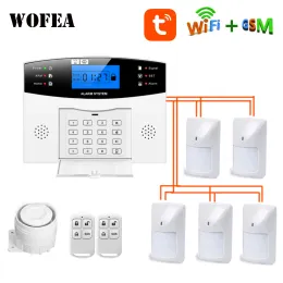 Kits Tuya Smart Life 8 Wired Zone Home Alarm System med LCD -röst Påminnsarbete med Alexa Google Home