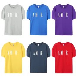 Tops Fashion Tshirt Designer Abbigliamento Donne lussuose e sportive Abiti per donne Amiracle Maniche corte Cotone Lettera normale Lettera viola gialla rossa grigio size s l m xl j