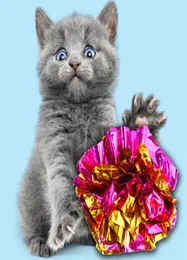 Cat Toy Tin Foil Paper Ring Ring Paper لامعة كرة صوتية متجانسة كرنكلي كرات القطط صوت ألعاب Pet Pet Balls Vtky23514820744