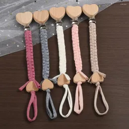 Barnvagnsdelar PACIFIER Vävkedjedäng för bok Trähjärtnippelhållare Soother Clips Tanders Baby Accessories