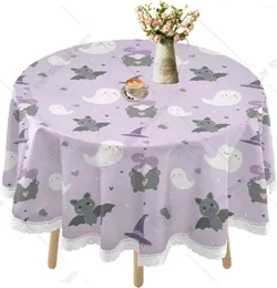 Tkanina stołowa Halloween nietoperzy wodoodporna okrągła obrus koronkowa okładka jadalnia na zewnątrz przyjęcie piknik dekoracyjny 60 cali