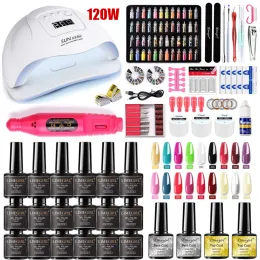 Kits Limegirl Nagel Set mit 120/54W UV LED Lamp Maniküre Set Kit Profisionale Werkzeugmaschine Kit 18/12/10 Farben UV -Nagelgel Politur Set