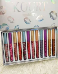 kourt cosmecits 12 color liquid Lipstick Makeup Lip Gloss KOURT X kit Colle7841538