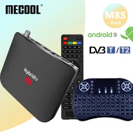 Box Mecool M8S Plus DVB T2 Andriod 9 TV Box 2G+16G Andriod Box Amlogic S905X2 DVB T/T2スマートテレビメディア2.4G WiFiセットトップボックスプレーヤー