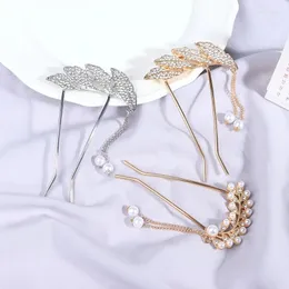 Brooches Hairclip Rhinestone Barrette Feather Tassel Pearl Hairpin Hair Artifact