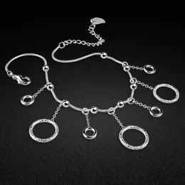 Bohemian Jewelry Anklet Personalized 925 Sterling Silver Infinity Circle Bracelet On Foot Summer for Women Gift 240408