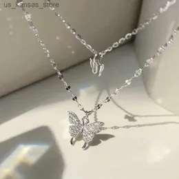 قلادة قلادة Lats New Blarkling Butterfly Necklace رائعة ذات طبقة مزدوجة سلسلة مجوهرات GIFT240408