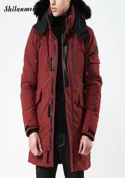 Плюс размер Men Parkas Jackets меховой шерсть с капюшоном вино красная зимняя длинная куртка Men039s Parka Hombre Padded Army Army Army Green 7808708