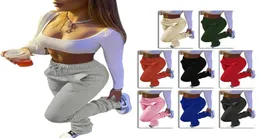 Women039SパンツCapris Stacked Sweatpants Plain Color Sporty Drawstring Bell Bottom Pleated Fee