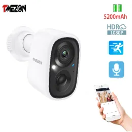 Lens Tmezon 1080p Wifi Battery Camera Rechargeable Outdoor Twoway Audio Ip65 Weatherproof Security Wireless Ip Camera Pir Motion