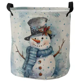 Tvättväskor jul snöflinga snögubbe handdrawn smutsig korg fällbar hem arrangör Klädbarn leksak förvaring